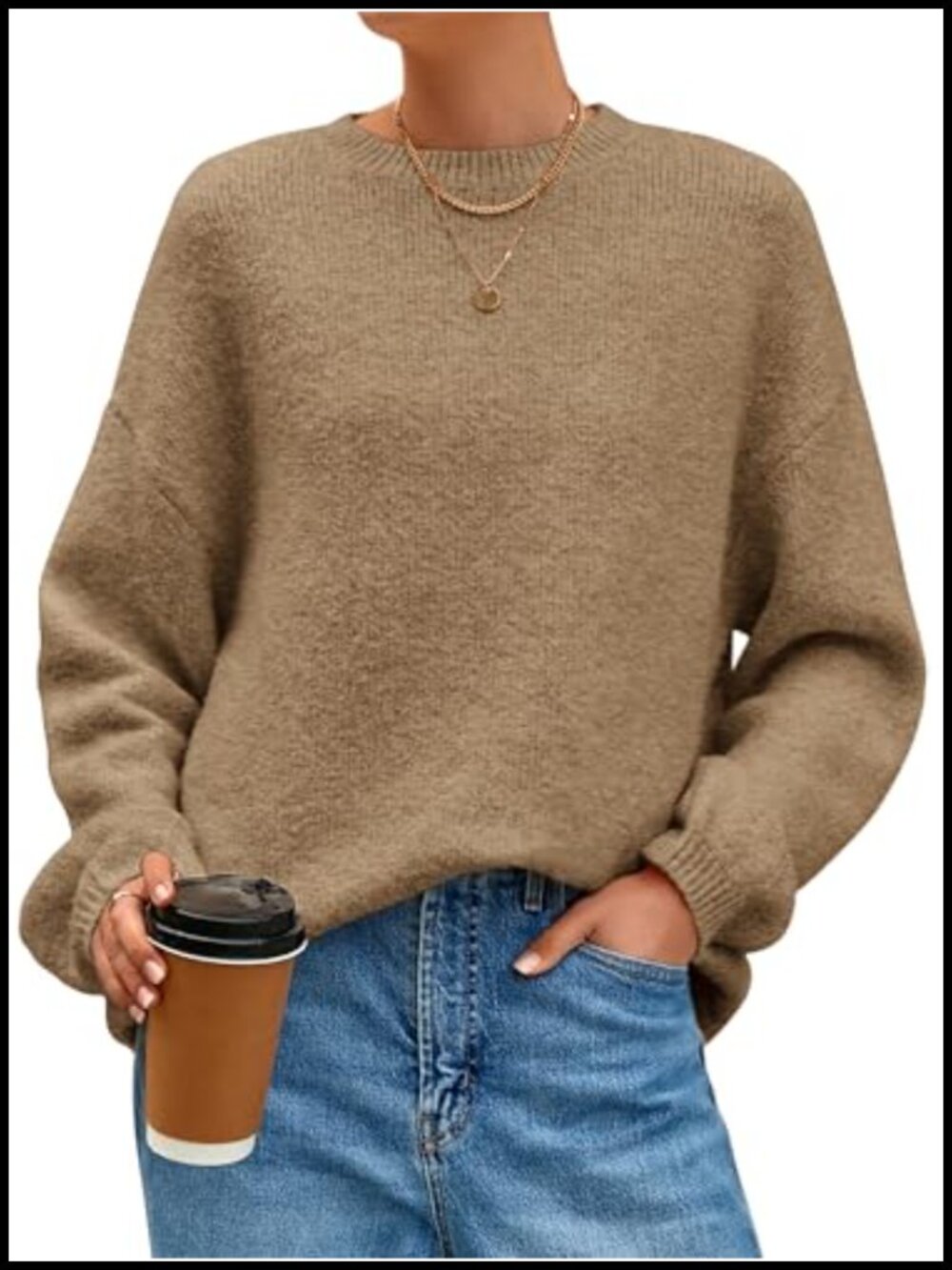 Fuzzy Chunky Oversized Sweater Women Crewneck Long Sleeve Fall Winter Trendy